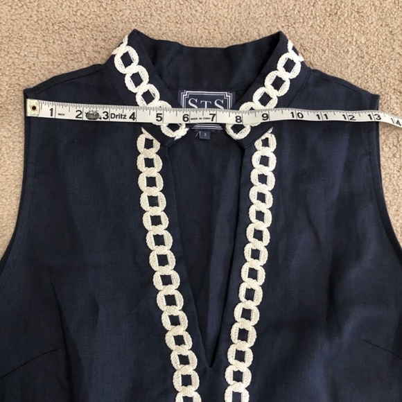 Sail to Sable Maxi Dress High Neck Slit Embroidered Navy - Picture 11 of 14